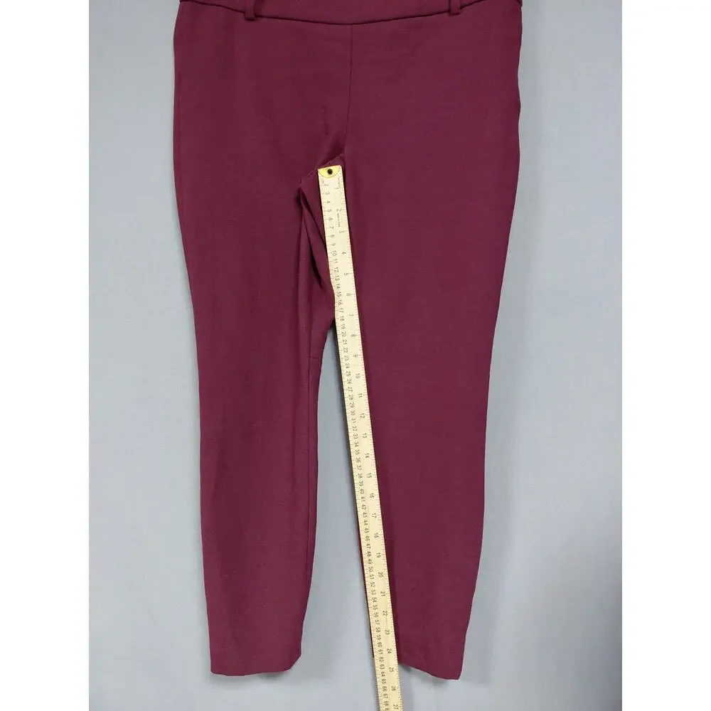 J.Crew Minnie Wool Blend Burgundy Side Zip Skinny Pants Women Size 6P